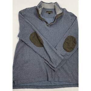 Jos A Bank Reserve Men’s Size M Gray Pullover Sweater with Brown Sleeve Patches